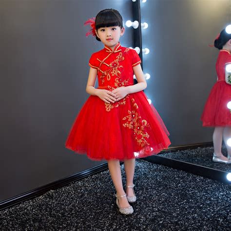 2017New Chinese Traditional Baby Girls Chi-Pao Cheongsam Red Dress New ...