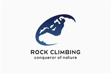 Rock climbing logo design, silhouette of people climbing rock in oval ...