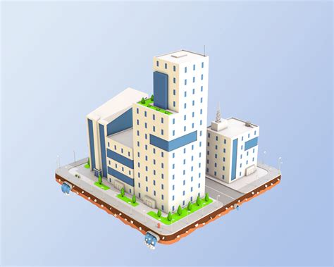 Low Poly City Buildings 3D Model in Cityscapes 3DExport