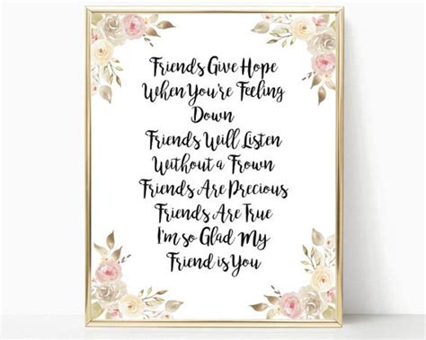 Friend Gift Thank You Friend Poem Floral Art Print Wall - Etsy UK