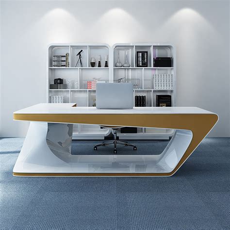 70.9" Modern L-Shaped Office Desk in MDF & Metal White Executive Desk ...