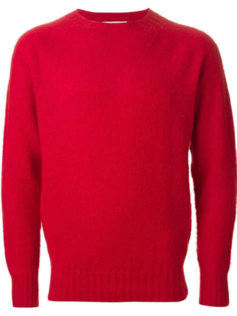 Lyst - YMC Crew Neck Sweater in Red for Men