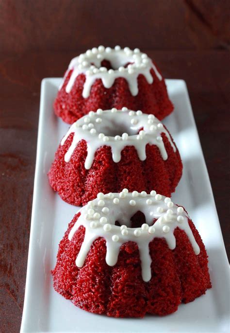 Mini Red Velvet Bundt Cakes with Cream Cheese Glaze - Overtime Cook ...