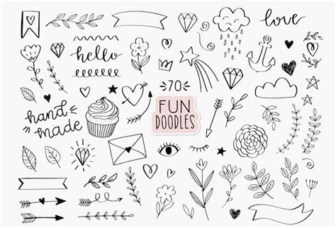 Doodles Hand Drawn Clip Art Commercial Use Bullet Journal - Etsy UK