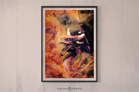 Fire Dragon Poster Design PSD Editable Template