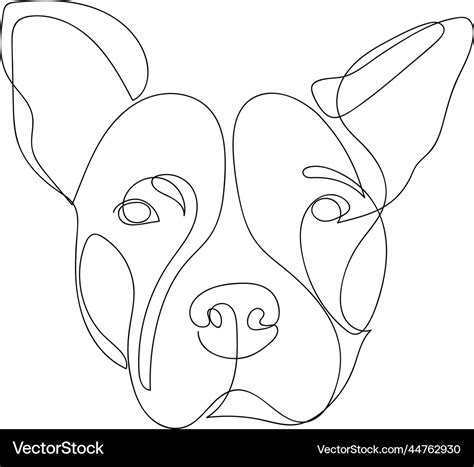 Continuous line drawing of pit bull dog Royalty Free Vector