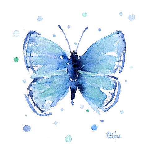 Blue Watercolor Butterfly Painting by Olga Shvartsur - Fine Art America