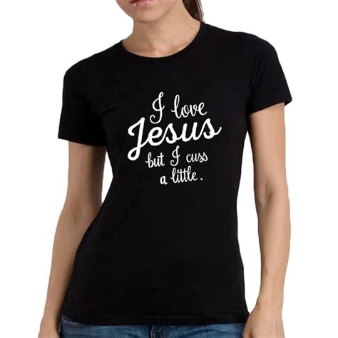 Cute Jesus Christian Sayings Letters Graphic Tee Shirt Femme Women Clothing Summer T Shirt I ...