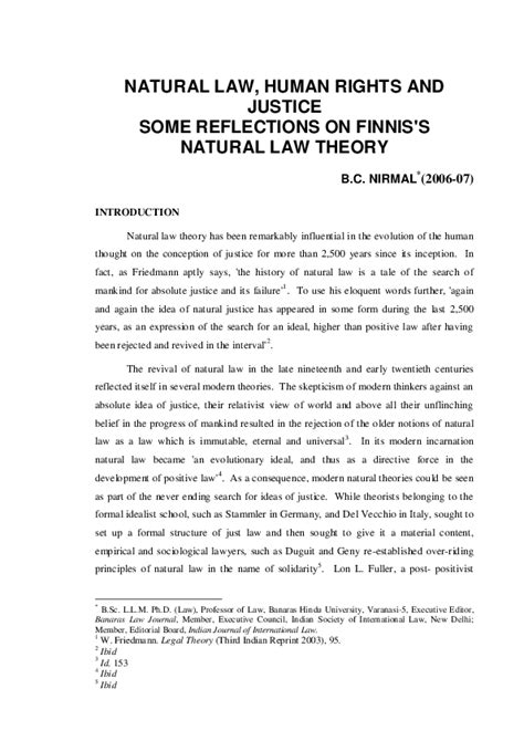 (PDF) NATURAL LAW, HUMAN RIGHTS AND JUSTICE SOME REFLECTIONS ON FINNIS'S NATURAL LAW THEORY | B ...