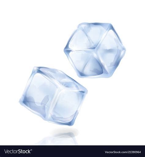 Two ice cubes are isolated on the white background