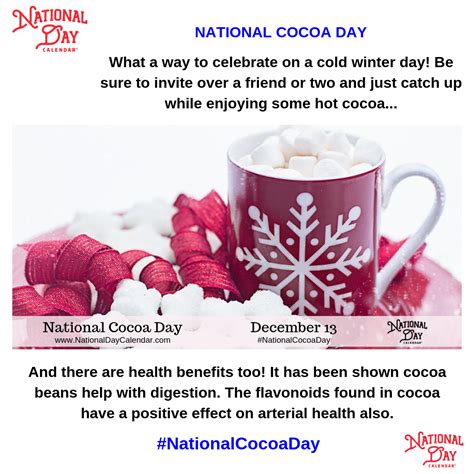 NATIONAL COCOA DAY - December 13 | Cocoa, Wacky holidays, December