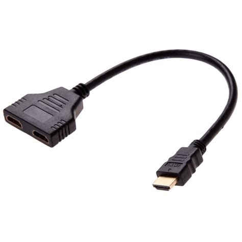 Dual HDMI male to HDMI female adapter cable connection 30 cm (black ...