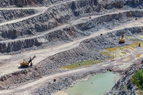 Extraction of Mineral Resources in a Granite Quarry Stock Image - Image of opencast, bulldozer ...