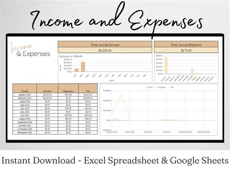 Income and Expense Spreadsheet, Income and Expense Tracker Planner ...