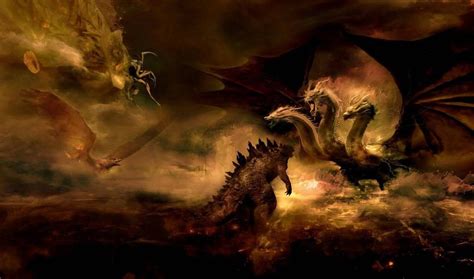 Godzilla, Rodan and Mothra vs King ghidorah - Concept Art : r/GODZILLA