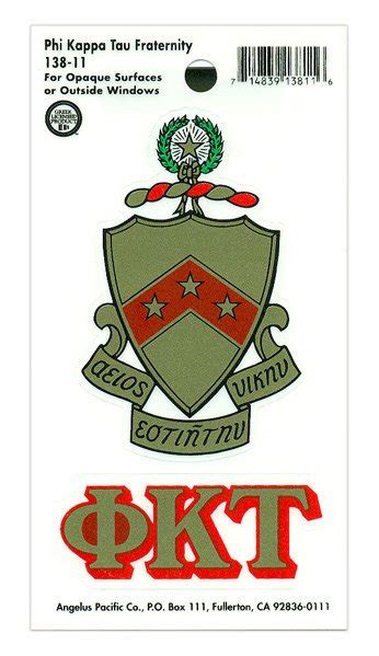 Phi Kappa Tau Crest - Shield Decal SALE $4.95. - Greek Gear®