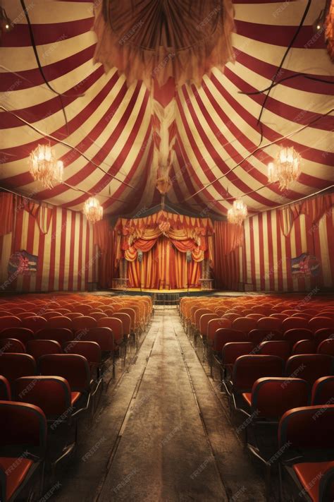 Premium AI Image | Circus tent interior with rows of empty seats created with generative ai