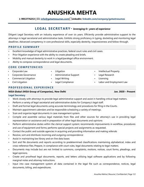 Legal Secretary Resume Examples & Template (with job winning tips)