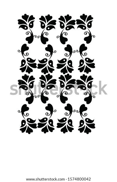 Black White Batik Wallpaper Design Love Stock Vector (Royalty Free) 1574800042 | Shutterstock