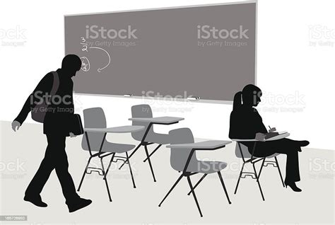 Studentn Classroom Vector Silhouette Stock Illustration - Download ...