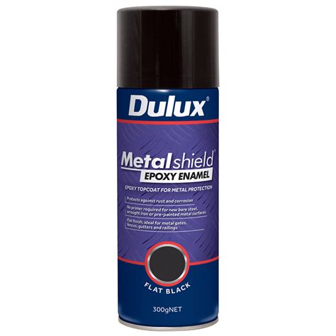 Dulux Metalshield 300g Flat Black Epoxy Enamel Spray Paint