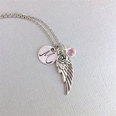 Personalized Angel Wing Necklace Initial Guardian Angel | Etsy