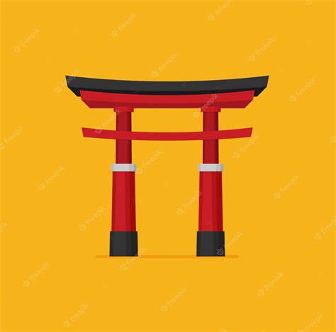 Premium Vector | Japanese torii gate national symbol traditional structure flat vector ...