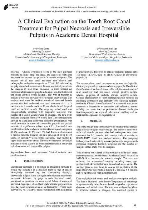 (PDF) A Clinical Evaluation on the Tooth Root Canal Treatment for Pulpal Necrosis and ...