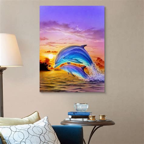 Sunset Dolphins Wall Art, Canvas Prints, Framed Prints, Wall Peels | Great Big Canvas