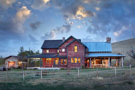 Inviting rustic ranch house embracing a picturesque Wyoming landscape ...