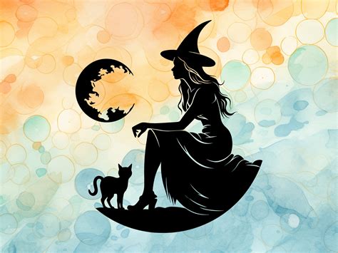 Witch Moon Halloween Silhouette PNG Graphic by MagicalBlueStudios ...