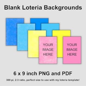 Blank Loteria Card Backgrounds, Classic Loteria Colors, PNG and PDF, 6 ...