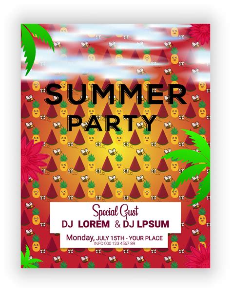 Summer Party Flyer Template 7525795 Vector Art at Vecteezy