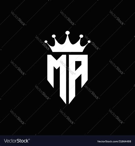 Ma logo monogram emblem style with crown shape Vector Image