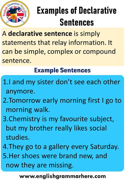 5 example of declarative sentence - English Grammar Here