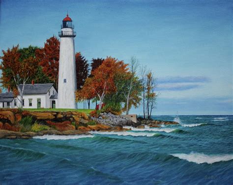 Autumn Lighthouse Painting by Sidney Ball - Fine Art America