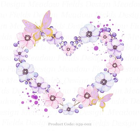 Flores lilas con mariposas marco png sublimación floral | Etsy