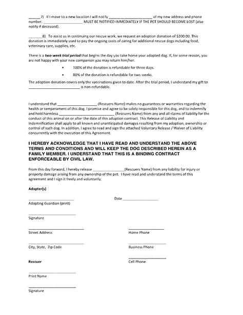 Dog Adoption Agreement Printable Blank Pet Adoption Forms - Printable Forms Free Online