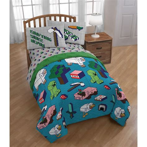 Minecraft Animals Boys Twin Comforter & Sheet Set (4 Piece Bed Set ...