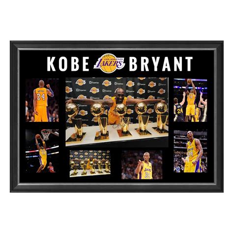 Basketball - Kobe Bryant Signed & Framed LA Lakers Trophies Photograph ...