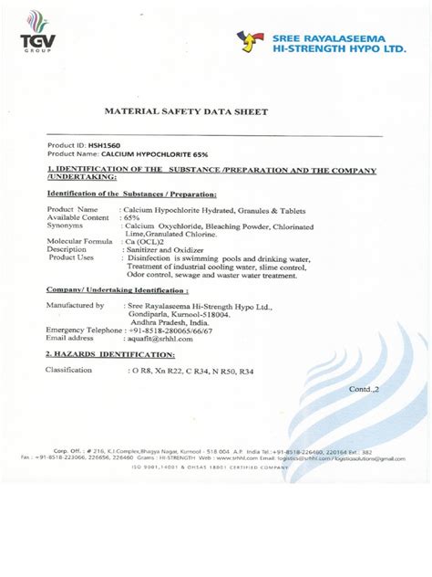 MSDS HC | PDF