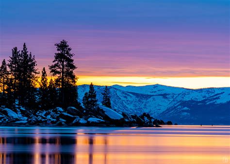Lake Tahoe sunset looking towards Sand Harbor - taken by me on Saturday Jan 18th : r/tahoe
