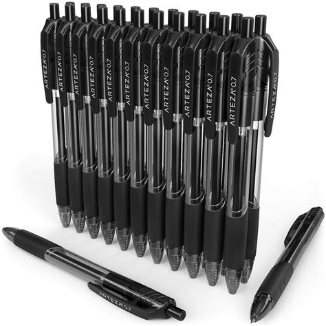 Retractable Black Gel Ink Pens - 24 Pack | ARTEZA