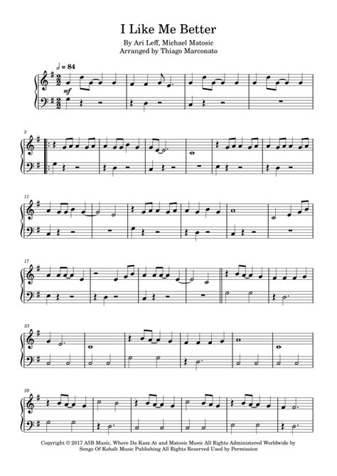 I Like Me Better (arr. Thiago Marconato) Sheet Music | Lauv | Easy Piano