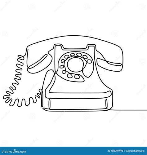 Old Telephone One Line Drawing Continuous Design Minimalism. Retro Phone Vector Illustration ...