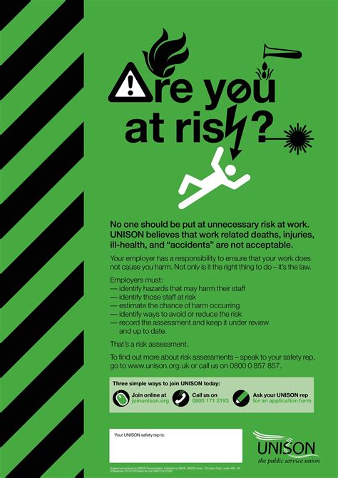 Are you at risk? Health and safety poster - UNISON Shop