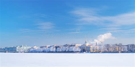 Winter Panorama of Neva River, Saint-Petersburg, Russia Stock Photo - Image of neva, panorama ...