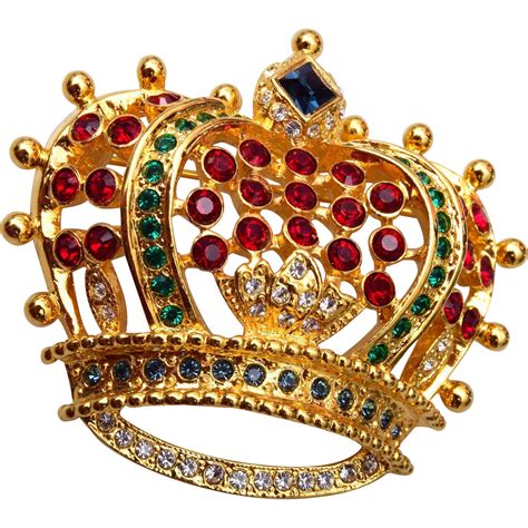 KJL Rhinestone Crown Brooch from wrightglitz on Ruby Lane