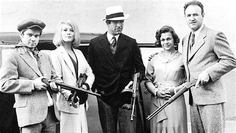 The cast of 'Bonnie and Clyde' - 1967: (l-to-r) Michael J. Pollard (C W ...