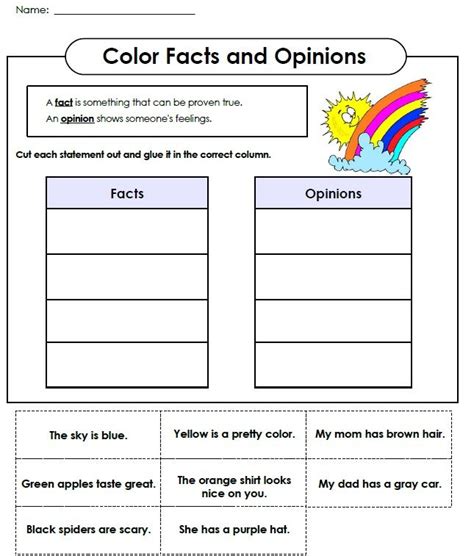 Printable Fact and Opinion Worksheet | Fact and opinion, Fact and ...